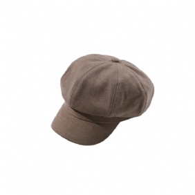 Baret Dames Herfst- En Wintermode Warme Wintermuts Effen Kleur Achthoekige Pet Pet