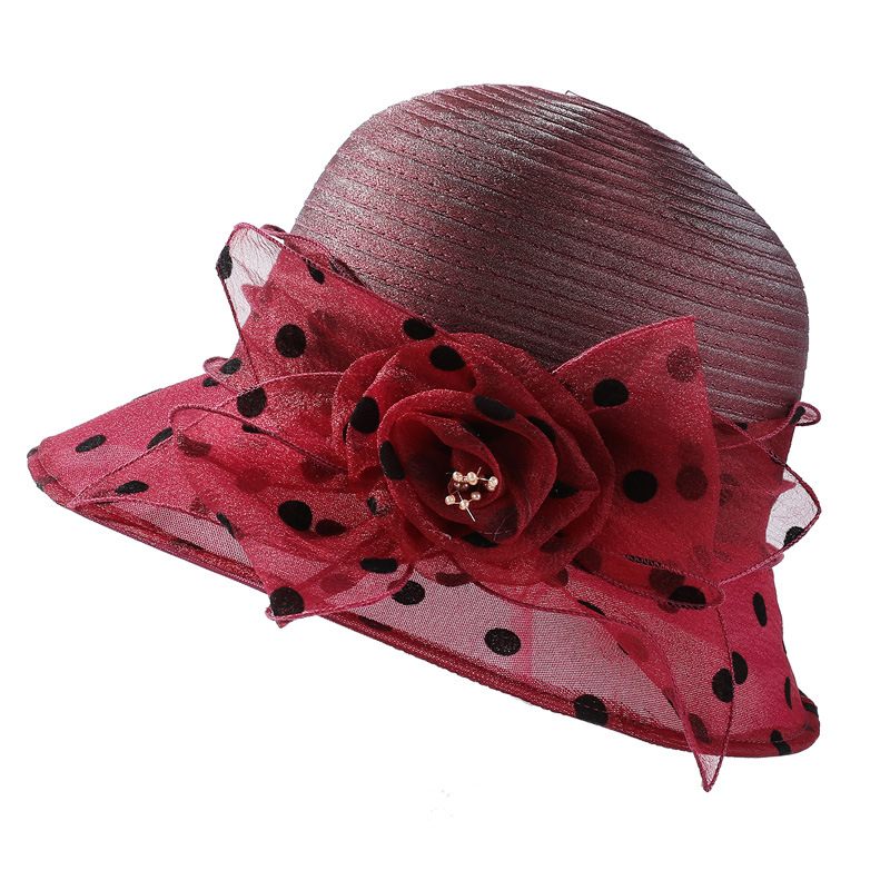 Polka Dot Flower Pot Hat Elegante Brede Rand Bucket Hat Mother Hat