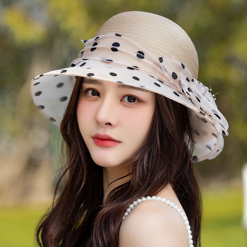 Polka Dot Flower Pot Hat Elegante Brede Rand Bucket Hat Mother Hat