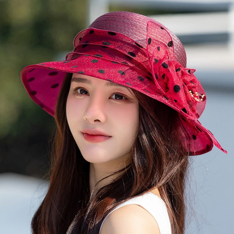 Polka Dot Flower Pot Hat Elegante Brede Rand Bucket Hat Mother Hat