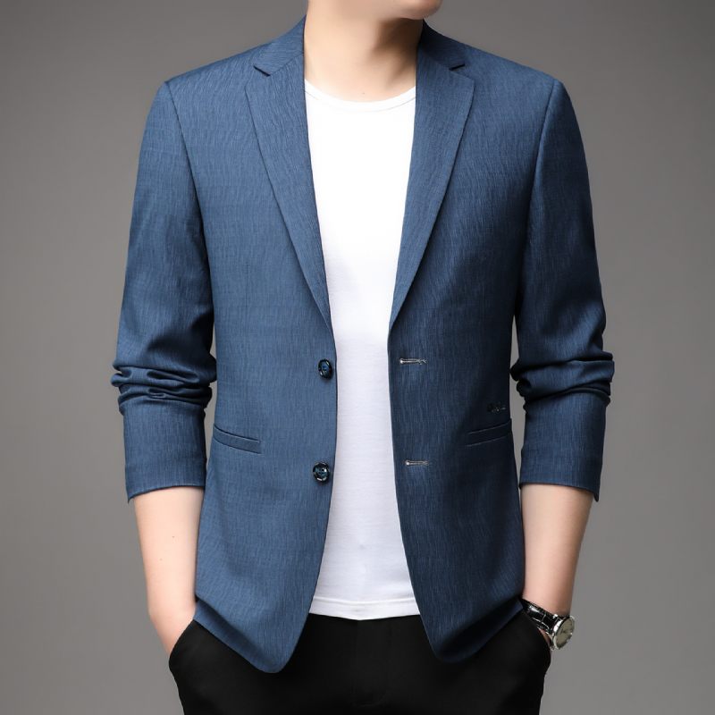 2024 Lente Casual Blazer Heren Jeugd Zakelijke Formele Trendy Jas Blauw