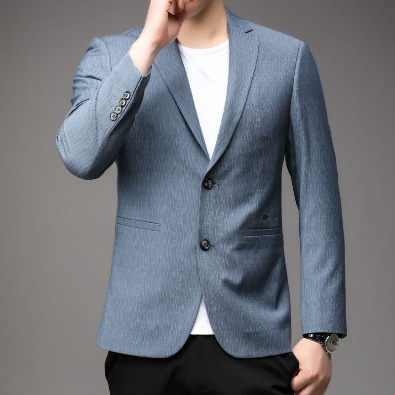 2024 Lente Casual Blazer Heren Jeugd Zakelijke Formele Trendy Jas Blauw