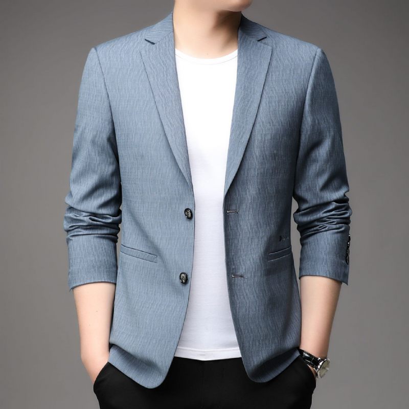 2024 Lente Casual Blazer Heren Jeugd Zakelijke Formele Trendy Jas Blauw