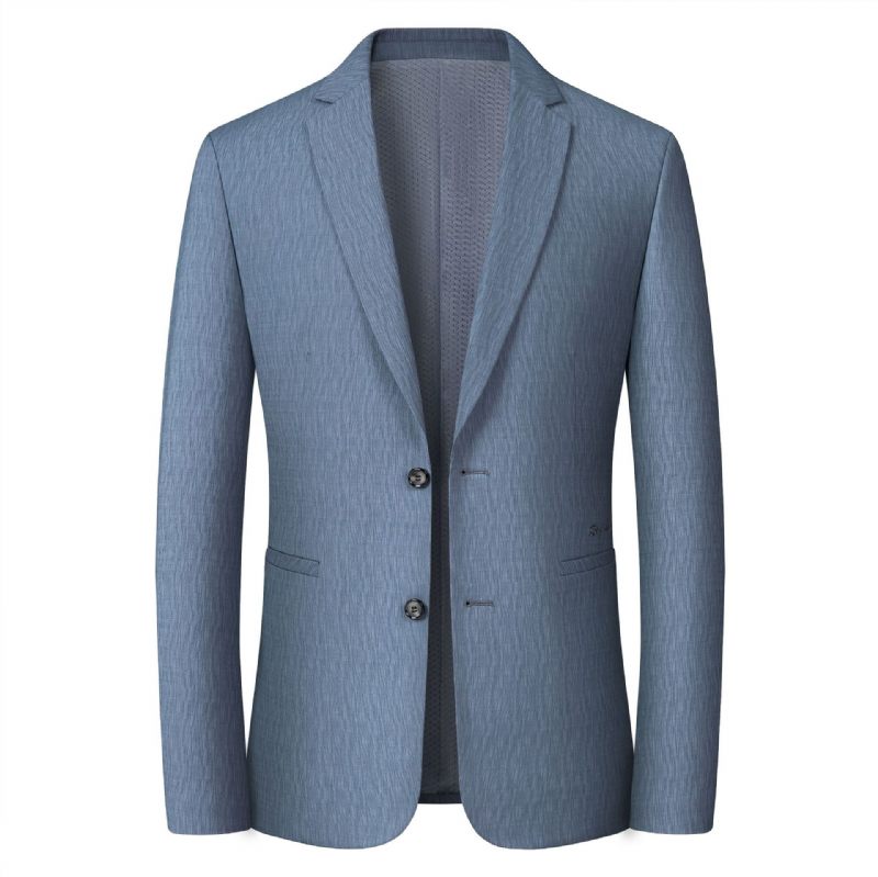 2024 Lente Casual Blazer Heren Jeugd Zakelijke Formele Trendy Jas Blauw