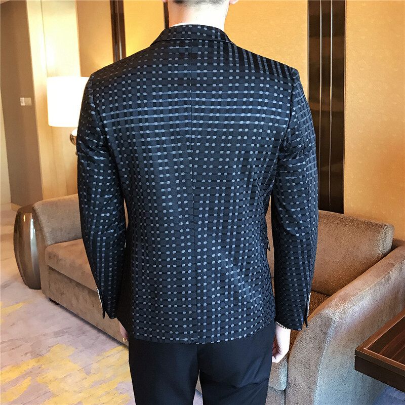 2024 Lente En Herfst Heren Casual Blazers Plaid Trend One Single-breasted Button