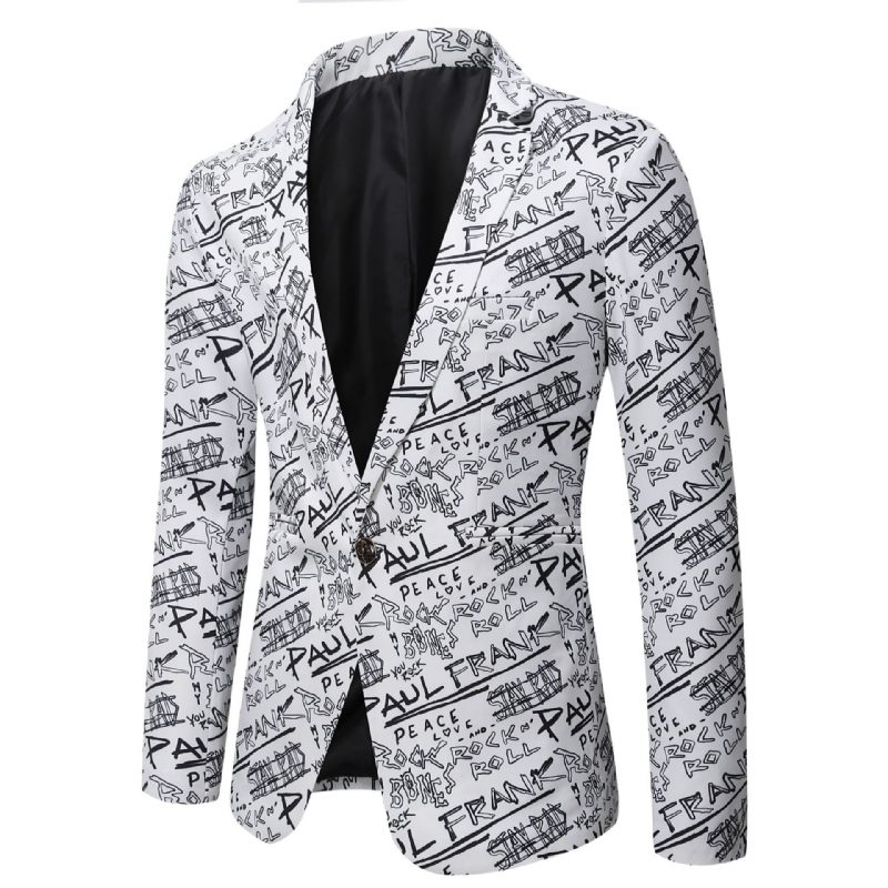 2024 Lente Nieuwe Heren Casual Gedrukte Jas Blazers Tops