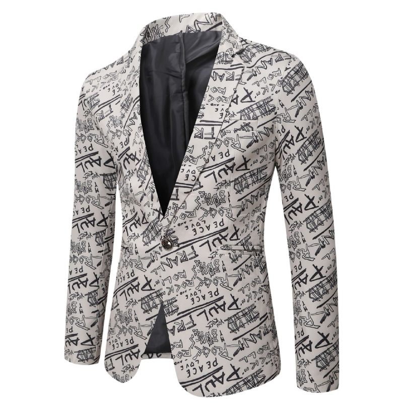 2024 Lente Nieuwe Heren Casual Gedrukte Jas Blazers Tops