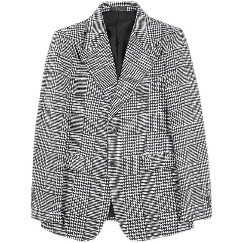 Casual Blazers Pied-de-poule Single-breasted Herfst Winterjas Met Twee Knopen