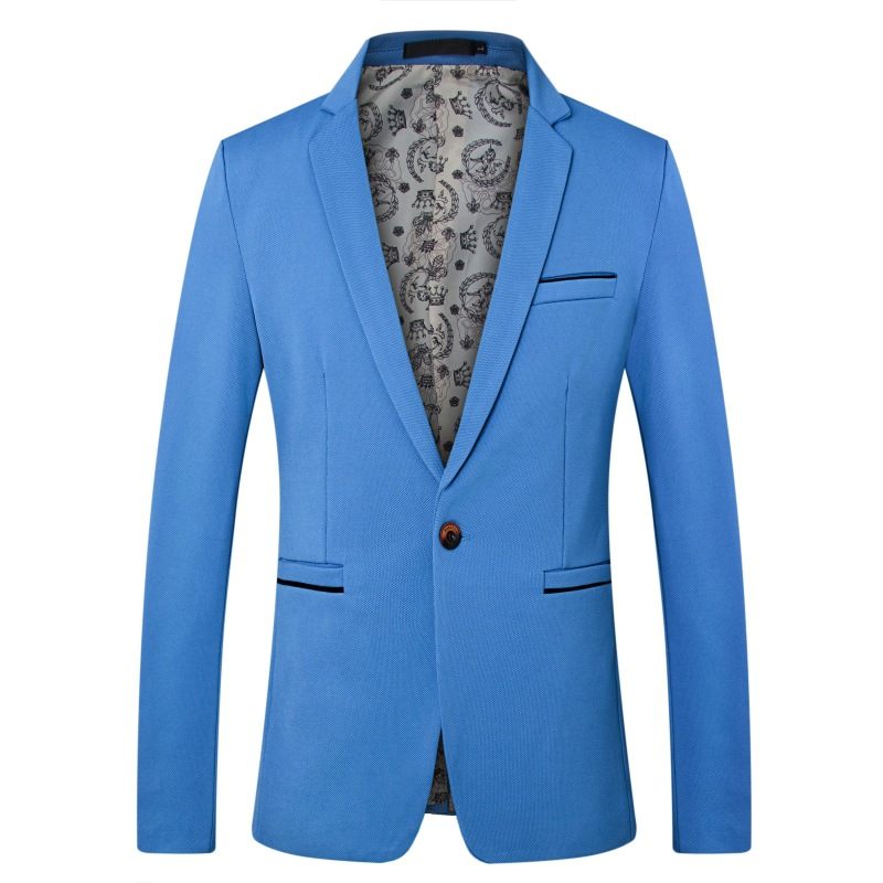 Casual Herenblazers Slim Single Row One Button Blue