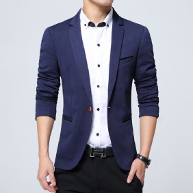 Casual Herenblazersjack Slim Blue Single-breasted One Button