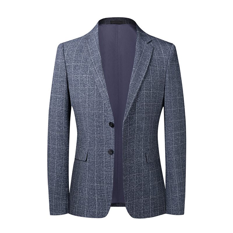 Enkele Geruite Casual Blazers Voor Heren 2024 Lente En Herfst Slanke Formele Kleding