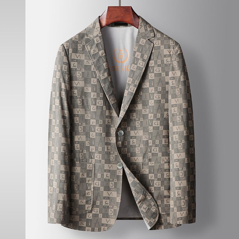 Heren Casual 2024 Lente En Zomer Dunne Sectie Trendy Blazers Jas Print