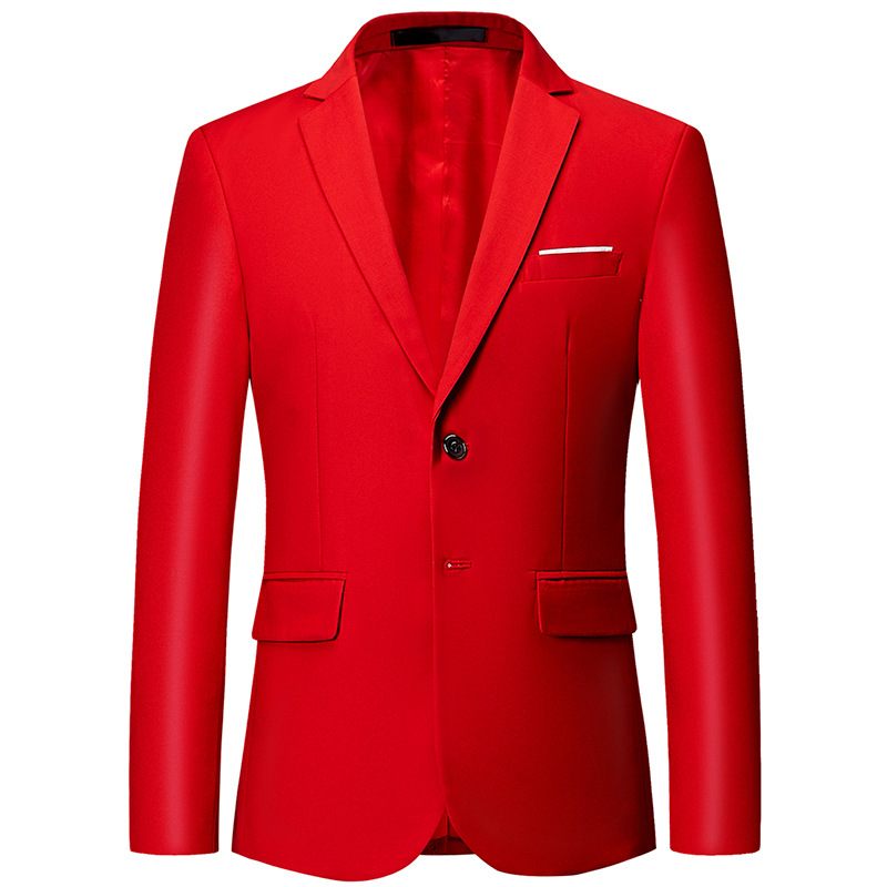 Heren Effen Kleur Blazers Twee-knops Business Single-breasted Een-knops Formele Jas Geel