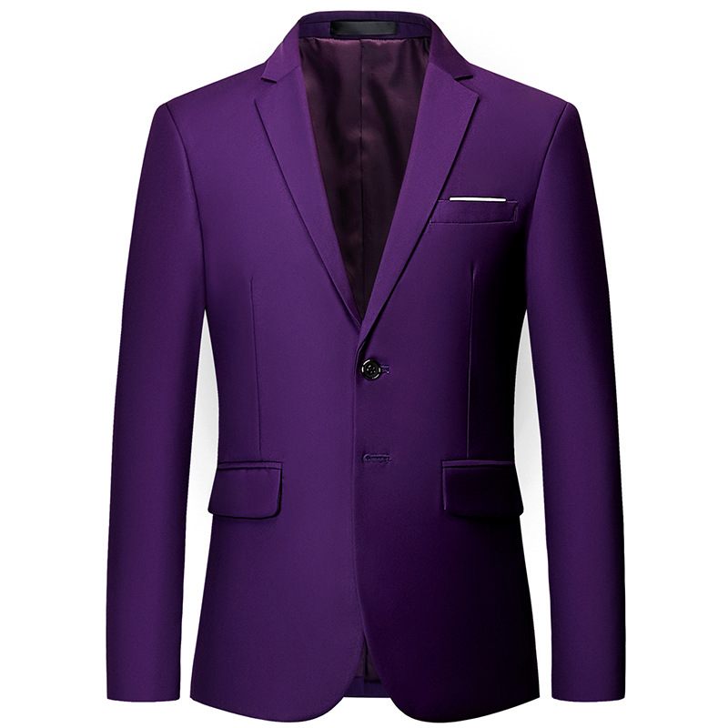 Heren Effen Kleur Blazers Twee-knops Business Single-breasted Een-knops Formele Jas Geel