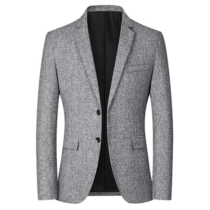 Heren Geruite Casual Blazers Twee Opgestikte Knoopzakken Slim Fit