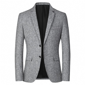 Heren Geruite Casual Blazers Twee Opgestikte Knoopzakken Slim Fit