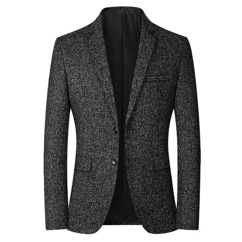 Heren Geruite Casual Blazers Twee Opgestikte Knoopzakken Slim Fit