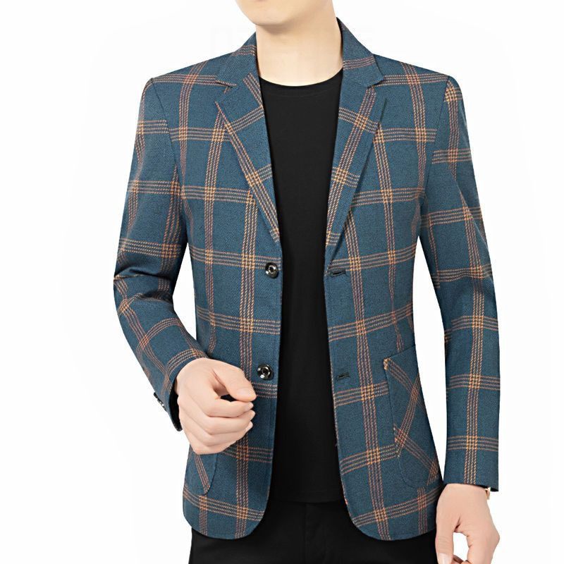 Heren Geruite Jas Casual Blazers Lente En Herfst Slim Fit