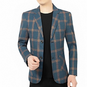 Heren Geruite Jas Casual Blazers Lente En Herfst Slim Fit