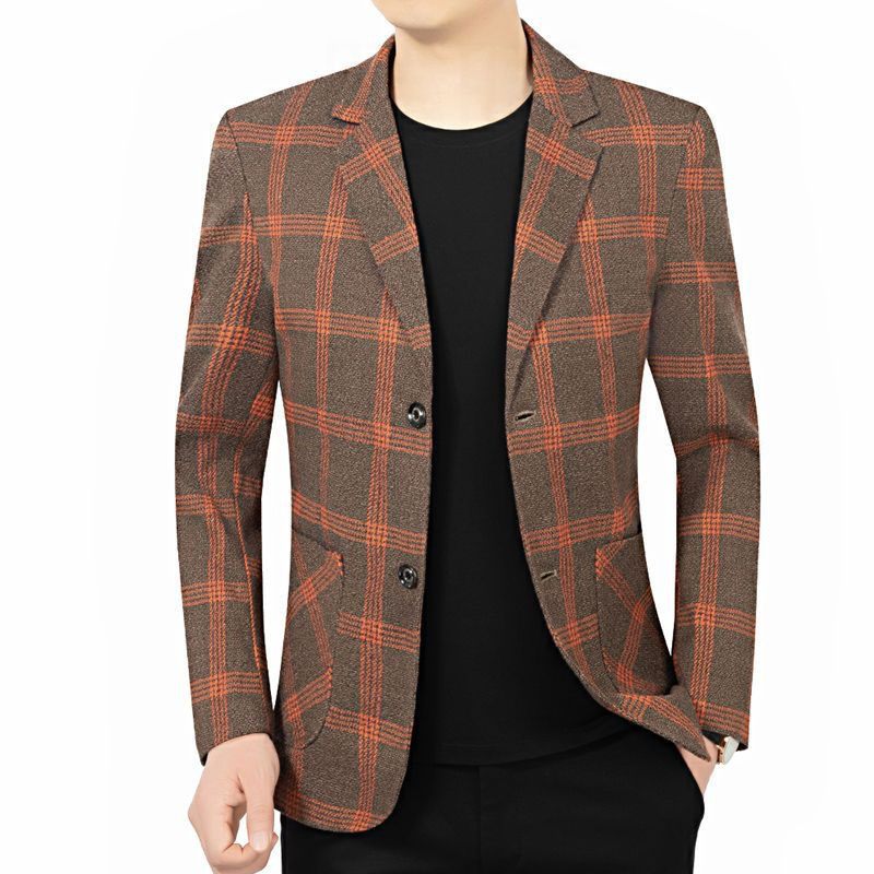 Heren Geruite Jas Casual Blazers Lente En Herfst Slim Fit