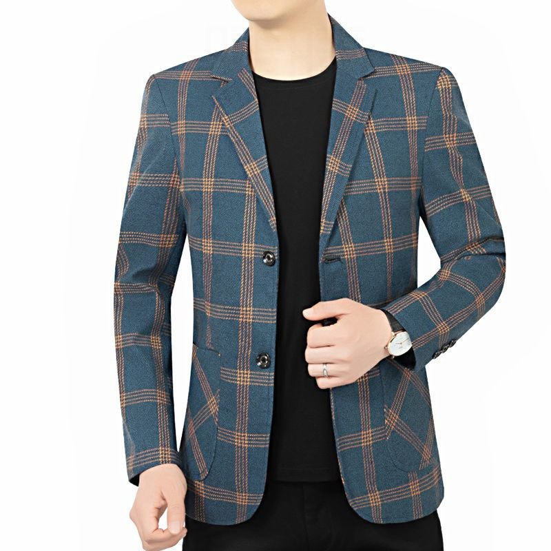 Heren Geruite Jas Casual Blazers Lente En Herfst Slim Fit