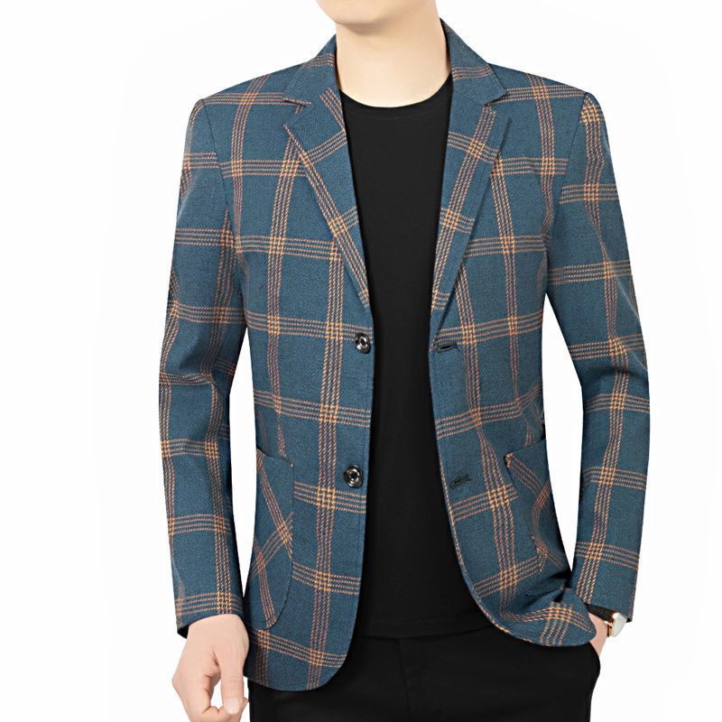 Heren Geruite Jas Casual Blazers Lente En Herfst Slim Fit