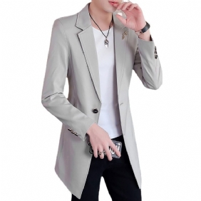 Herenblazers Casual Trenchcoat Slim Fit Trendy Halflange Twee Knopen