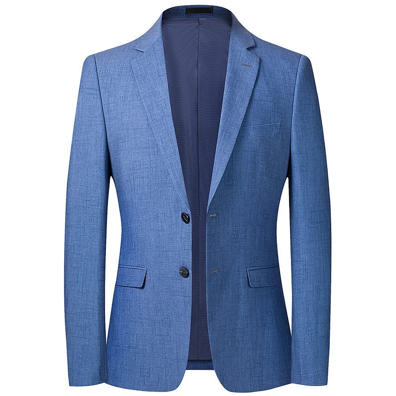 Herenblazers Lente En Herfst Dunne Casual Blue Slim Single Breasted Two Buttons