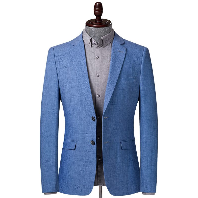 Herenblazers Lente En Herfst Dunne Casual Blue Slim Single Breasted Two Buttons