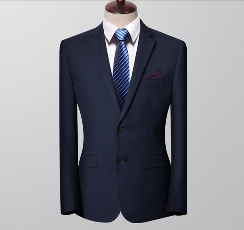 Herenblazers Slim Fit Zakelijk Jack Twee Knopen Zwart