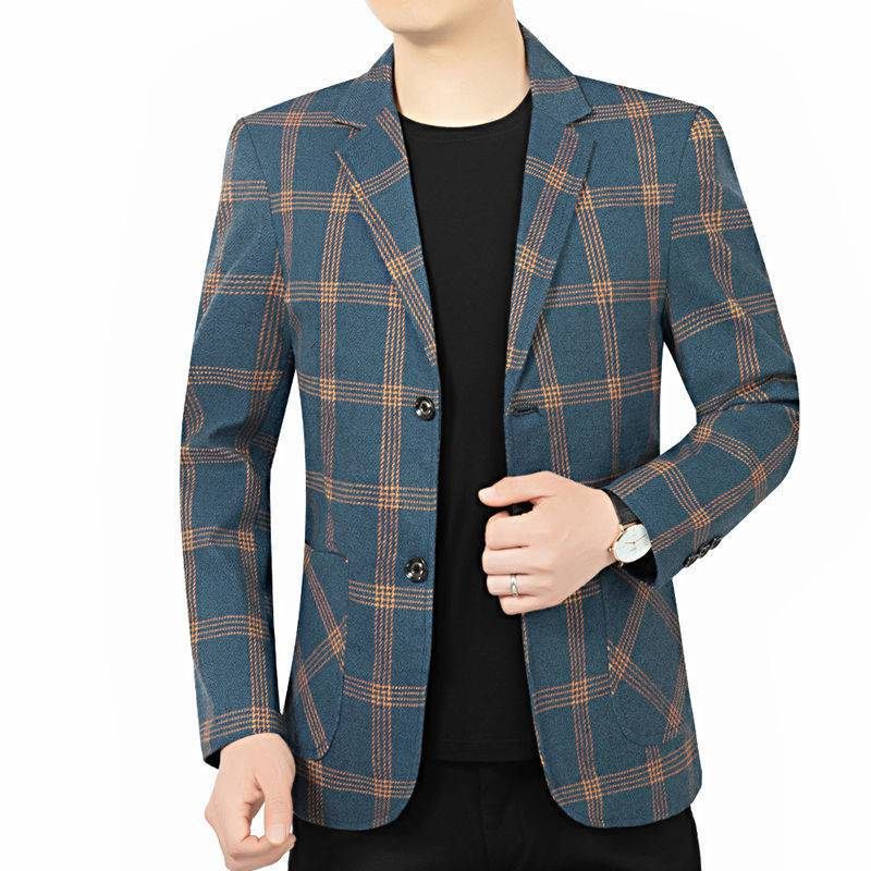 Herenblazers Top Lente En Herfst Plaid Single Twee Single-breasted Buttons