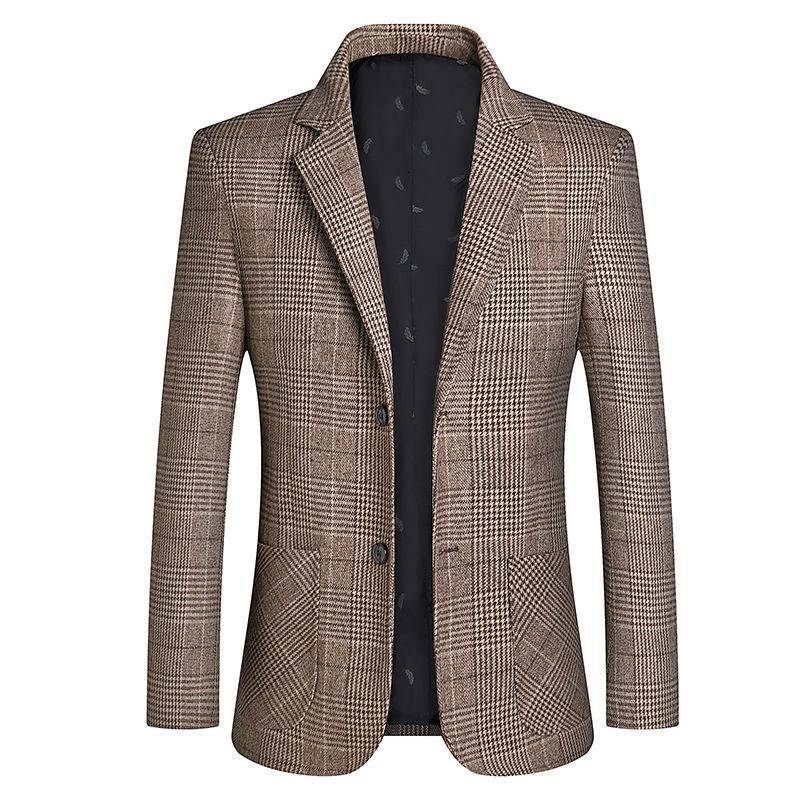 Herenblazers Top Lente En Herfst Plaid Single Twee Single-breasted Buttons