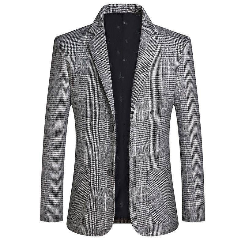 Herenblazers Top Lente En Herfst Plaid Single Twee Single-breasted Buttons