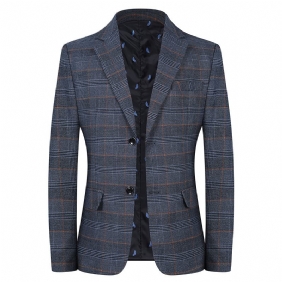 Herenjack Plaid Casual Blazers Double Button Flap Jacket Two Single Breasted Buttons