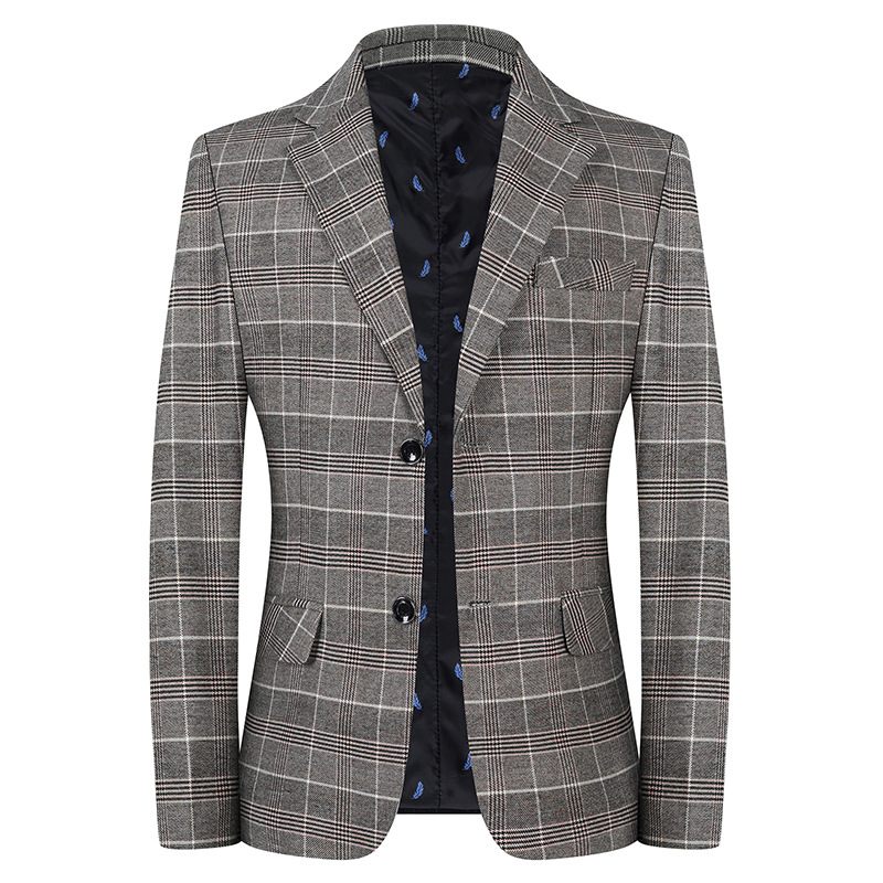 Herenjack Plaid Casual Blazers Double Button Flap Jacket Two Single Breasted Buttons