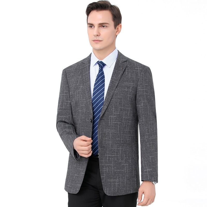 New Men's Blazers Slim Single-breasted Two Buttons Grey