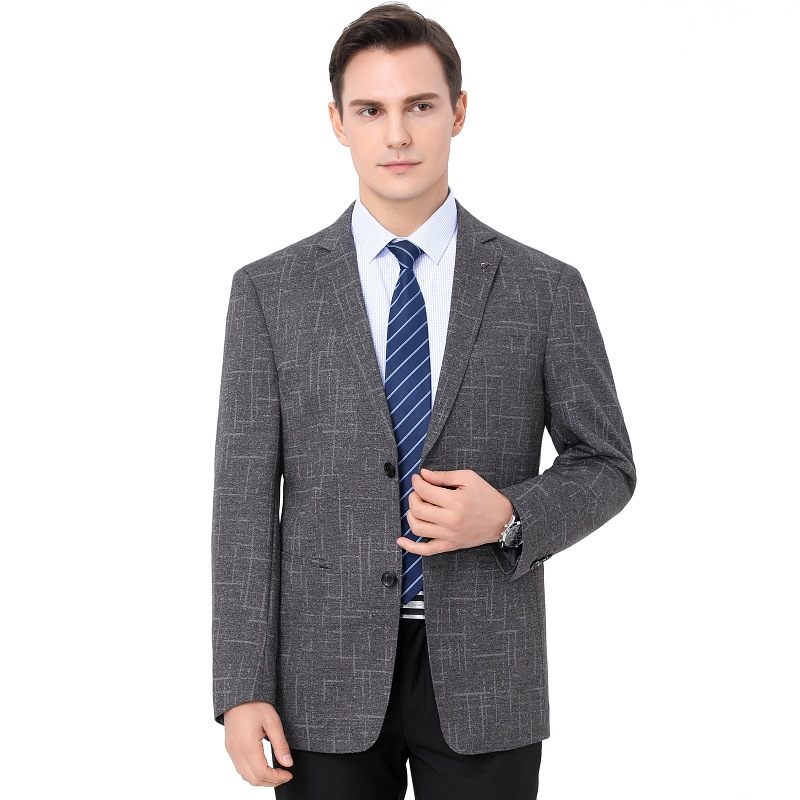 New Men's Blazers Slim Single-breasted Two Buttons Grey