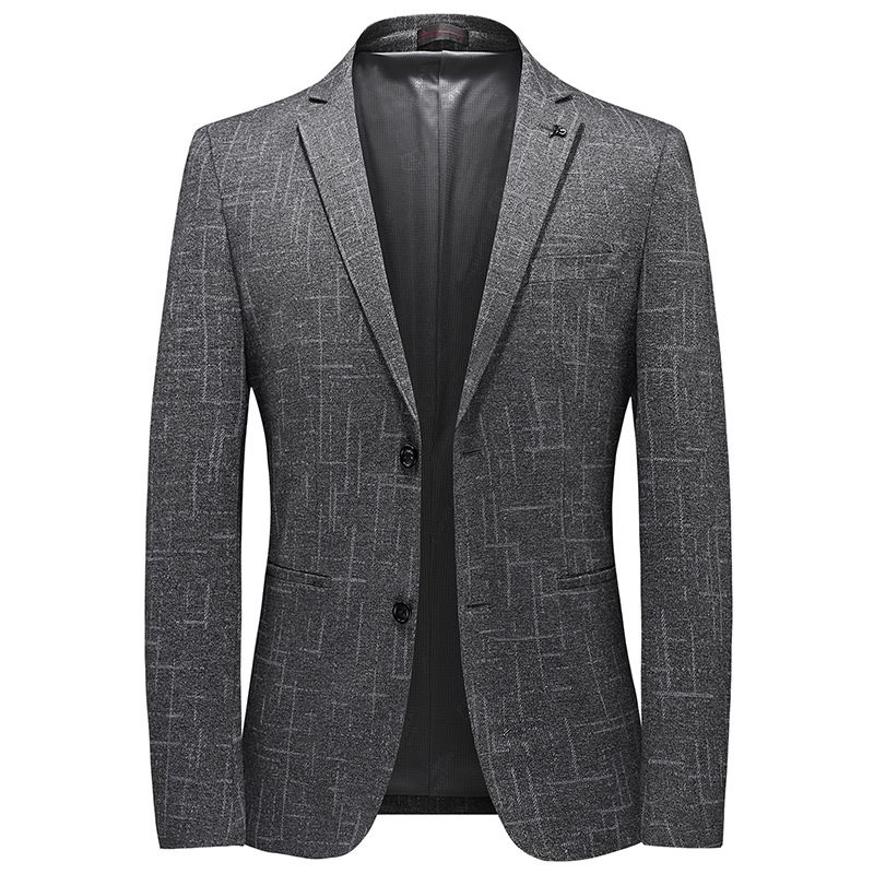 New Men's Blazers Slim Single-breasted Two Buttons Grey