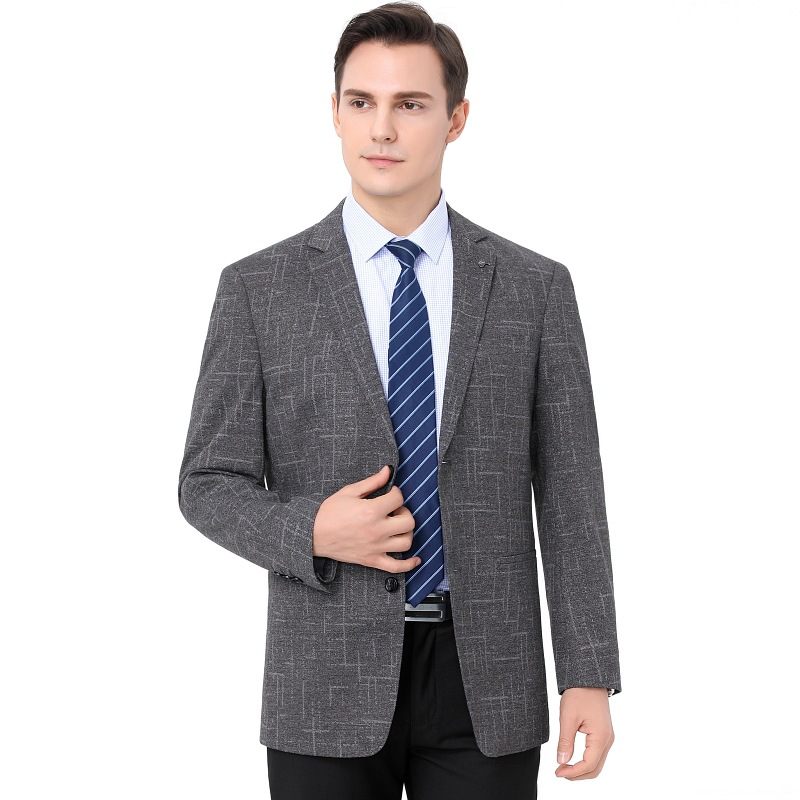 New Men's Blazers Slim Single-breasted Two Buttons Grey