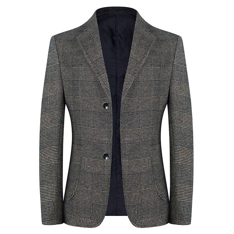 Nieuw Herenjack Geruit Casual Blazer Jack Met Dubbele Knoop En Opgestikte Zak