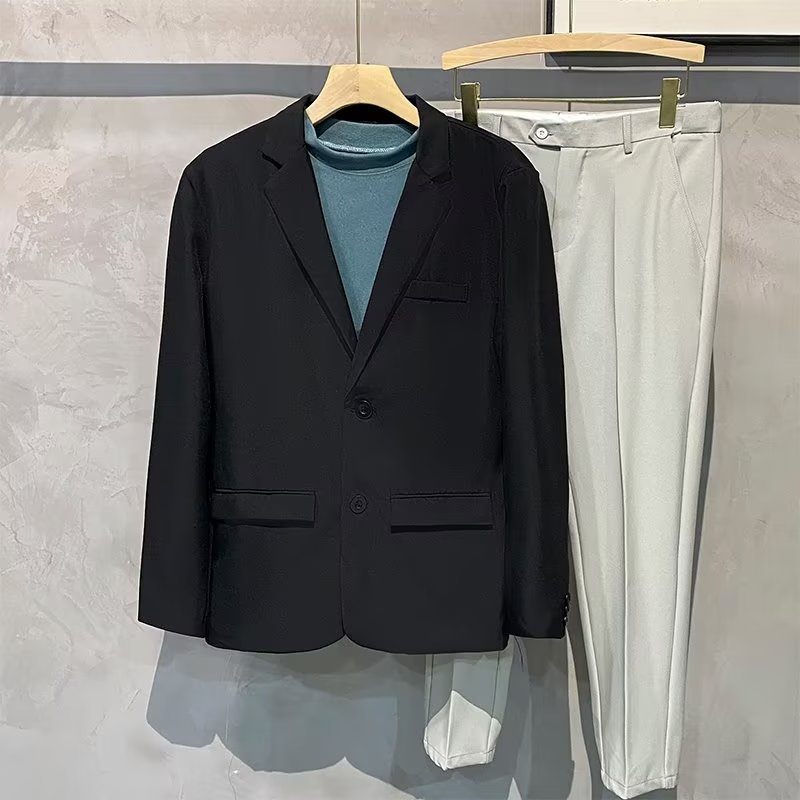 Voor- En Najaar Nieuwe Ademende Tweeknopen Slim-fit Dunne Single-breasted Blazer Heren