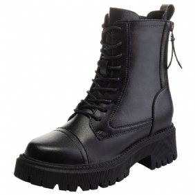 2024 Nieuwe Casual Dubbele Rits 7cm Antislip Waterdichte Winter Lederen Binnenverhogende Martin Laarzen Voor Dames