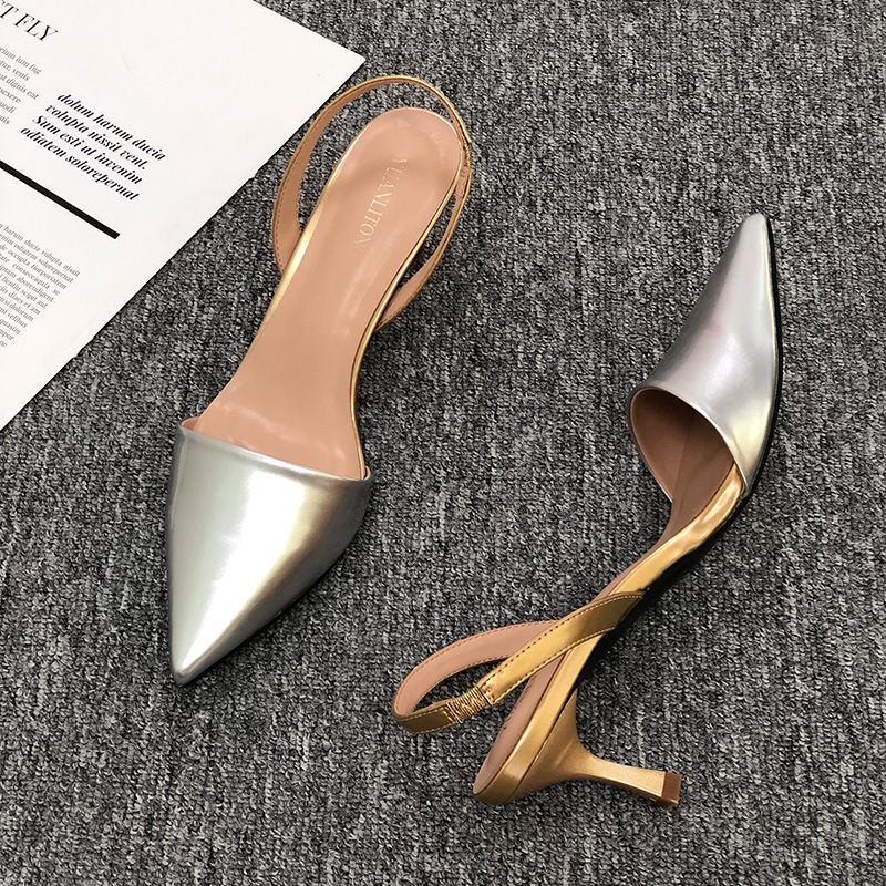 30 Schoenen Met Hoge Hakken Jiang Shuying Gu Jia Wang Manni Zilveren Puntschoen Stiletto Kleine Platte Vrouwen