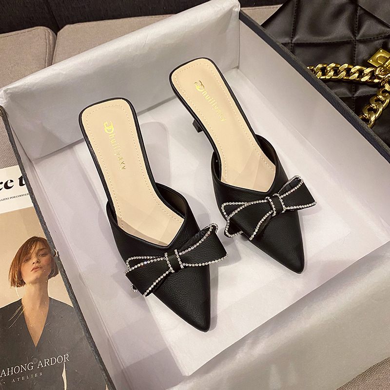 Baotou Pantoffels Nieuwe Stiletto Half-tip Puntige Teen Muiltjes Voor Dames