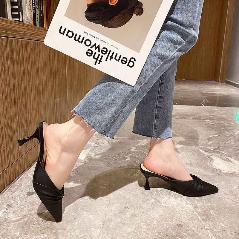 Baotou Pantoffels Nieuwe Zomer Stiletto Hoge Hakken Puntige Teen Muiltjes Voor Dames