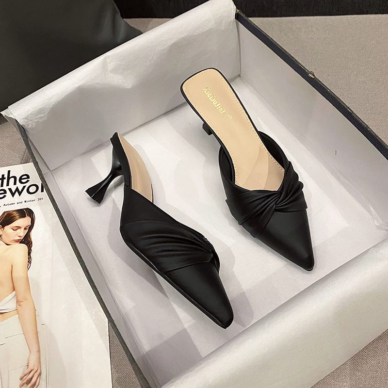 Baotou Pantoffels Nieuwe Zomer Stiletto Hoge Hakken Puntige Teen Muiltjes Voor Dames