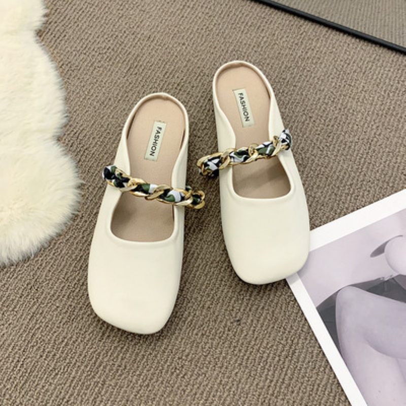 Baotou Slippers Dames Lente En Zomer Nieuwe Mode Muller Platte Sandalen