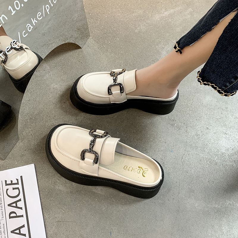 Dames Paskamerschoenen Baotou Pantoffels Zomer 2024 Muller Schoenen Leer Slepen Retro Sandalen