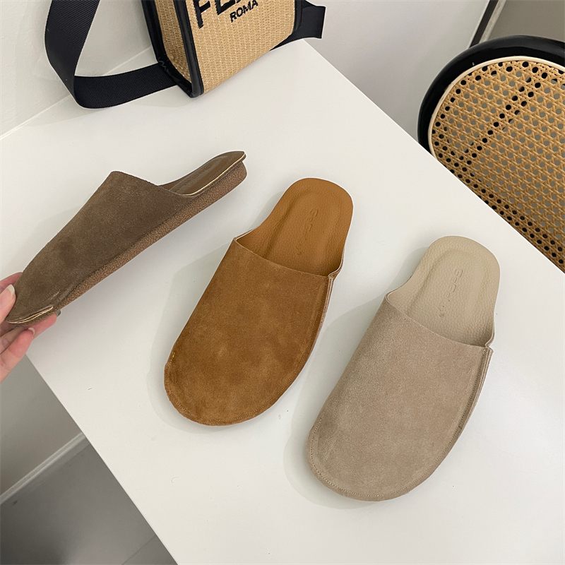 Echt Zacht Leren Slip-on Sandalen Pantoffels Dames 2024 Lente En Zomer Nieuwe Baotou Muller Borken Schoenen