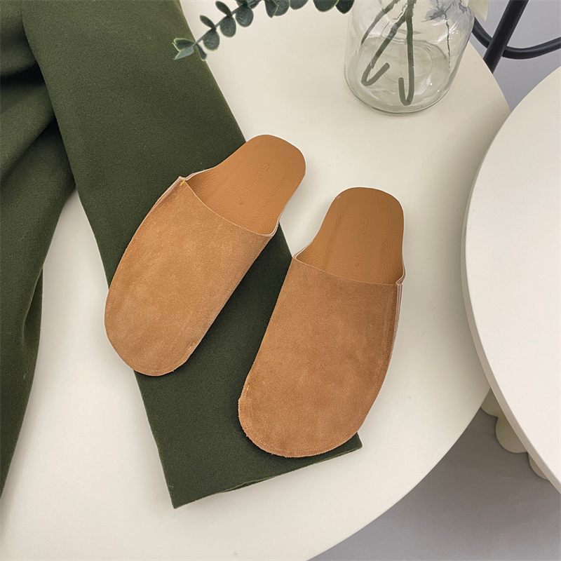 Echt Zacht Leren Slip-on Sandalen Pantoffels Dames 2024 Lente En Zomer Nieuwe Baotou Muller Borken Schoenen